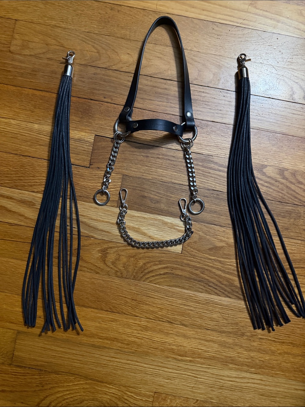 NWT Custom Black Leather & Chain Headpiece - Picture 8 of 12